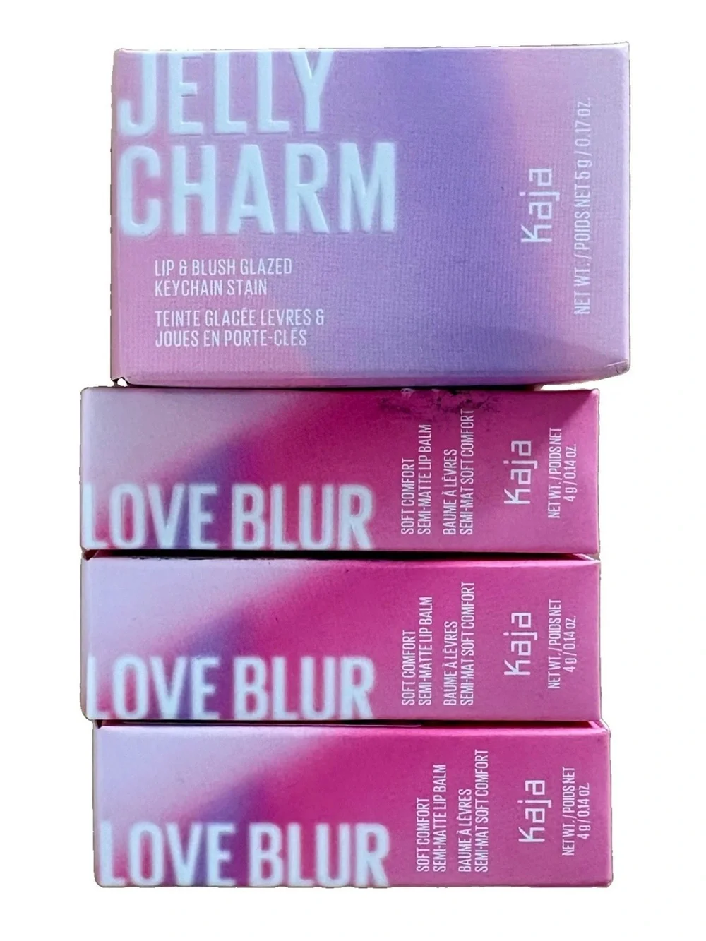 KAJA 4pc Lip Set LOVE BLUR Semi-Matte Balm JELLY CHARM Cheek Stain Color KOREA